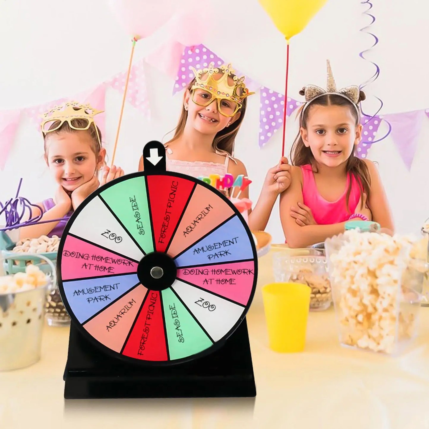 Prize Wheel Spinner with Stand Erasable Game Wheel with 12 Slots Roulette Board Doodle fun Game Fortune for Corporate Events