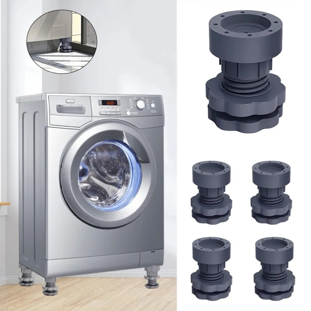 4pc Universal Adjustable Height Washing Machine Foot Pads Silent Skid Raiser Mat Washing Machine Support Dampers Stand Furniture