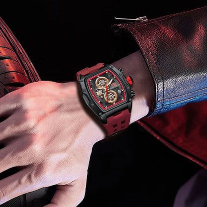 Tourbillion Quartz Watch Chronograph Wrist Watch Bordeaux