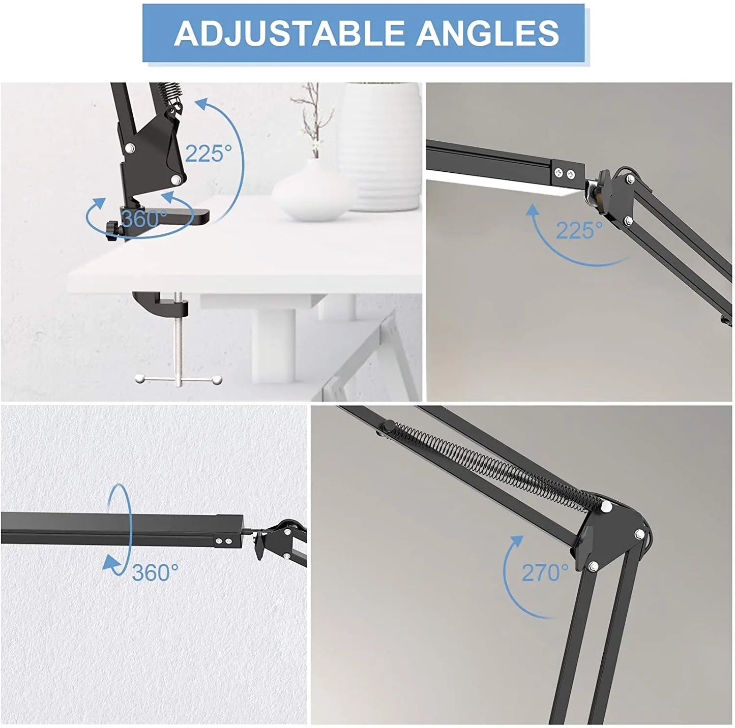 LED Desk Lamp Eye-Caring Adjustable Swing Arm Table Light