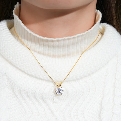 RAPRGOLD Certified 0.5-5ct Moissanite Pendant Necklaces S925 Sterling Silver Solitaire Necklace Chains For Women Jewellry Gifts