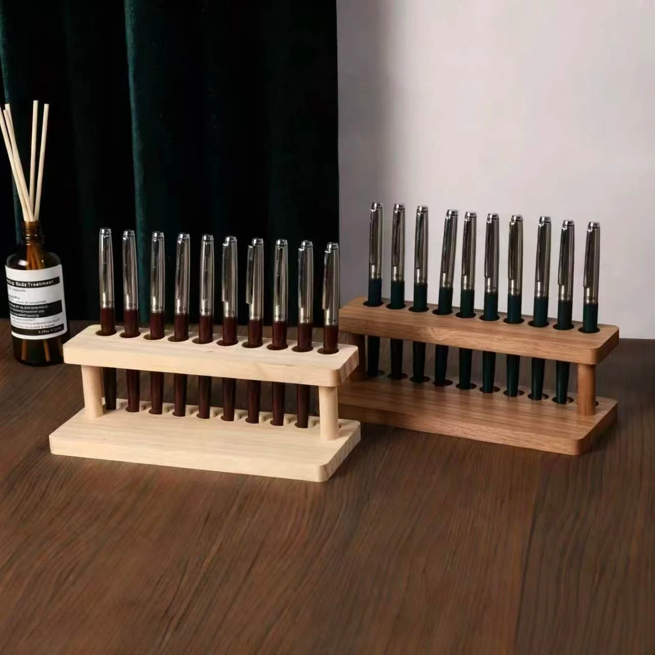 1PC Walnut Wood Multifunction Desk Organizer - Pen Holder, Phone Stand & Storage Solution for Office and School
