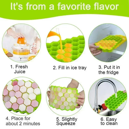 Food Grade Honeycomb Silicone Ice Tray Easy Release Ice Cube Film Reusable Freezer Mould Household Kitchen Drink Frozen Making