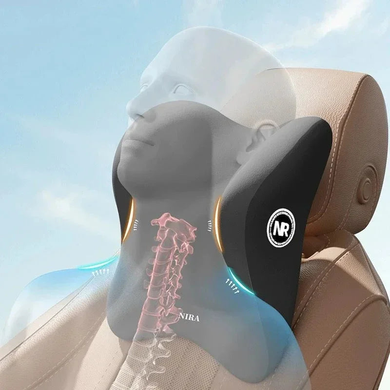 Memory Foam Car Headrest & Lumbar Support Cushion – Universal Neck & Back Comfort Pillow