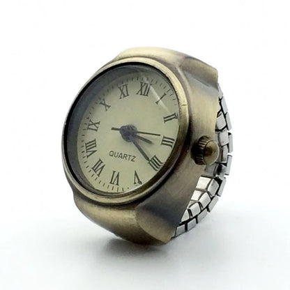 Jewelry Finger Watch for Women Stretchy Elastic Band Round Simple Dial Quartz Ring Watches for Daily & Office