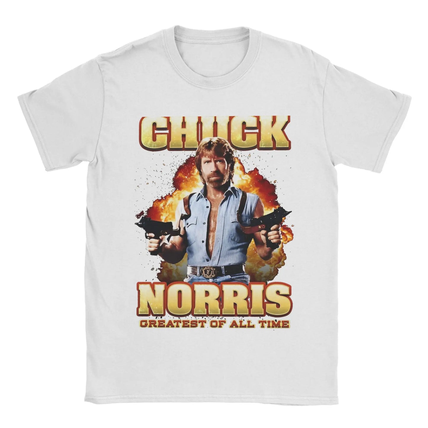 Men Women Printed Chuck Norris Greatest of all Time T Shirt Tee Pure Cotton  T-shirts Clothes