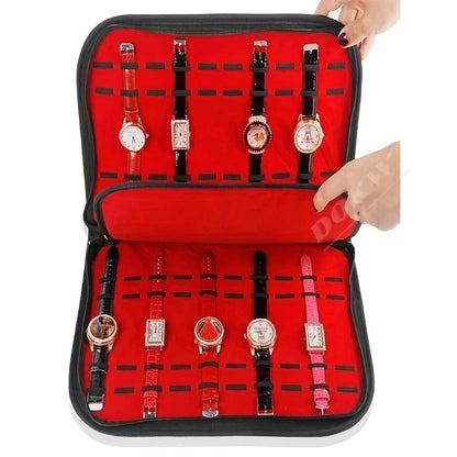Luxury Portable 20 Compartment Watch Storage Bag Collection Pouch Display Case for Stall Counter Exhibition Watch Box