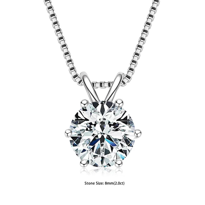 RAPRGOLD Certified 0.5-5ct Moissanite Pendant Necklaces S925 Sterling Silver Solitaire Necklace Chains For Women Jewellry Gifts