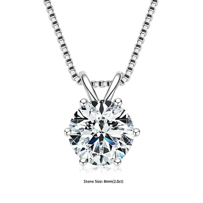 RAPRGOLD Certified 0.5-5ct Moissanite Pendant Necklaces S925 Sterling Silver Solitaire Necklace Chains For Women Jewellry Gifts