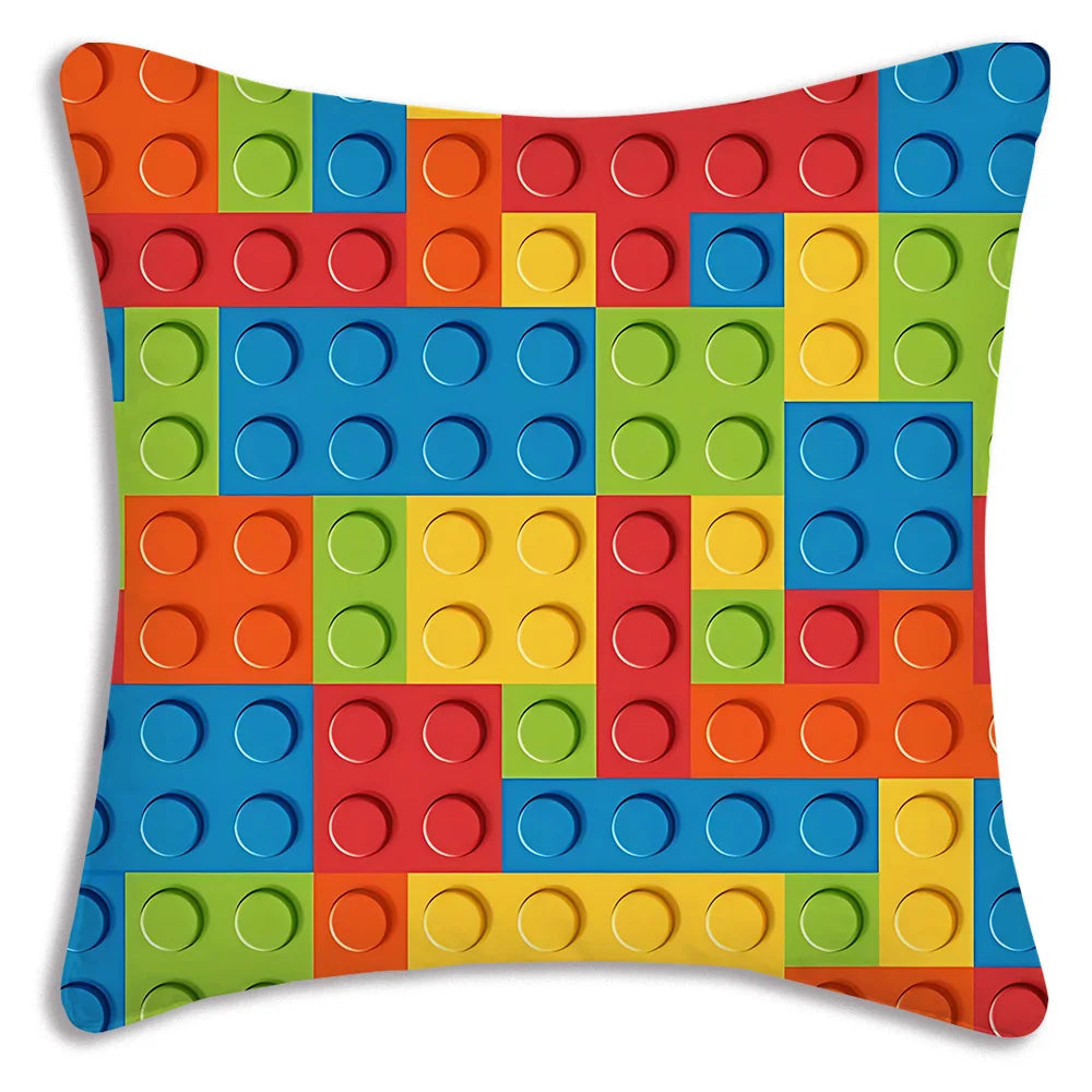 Cool For Legos Game Pillow Covers Cartoon Sofa Decorative Home Double-sided Printing Short Plush Cute Cushion Cover