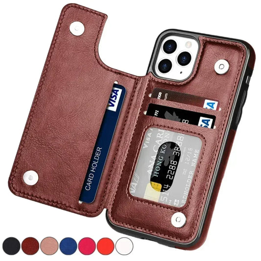Leather Case For Apple iPhone Wallet Card Slot Flip