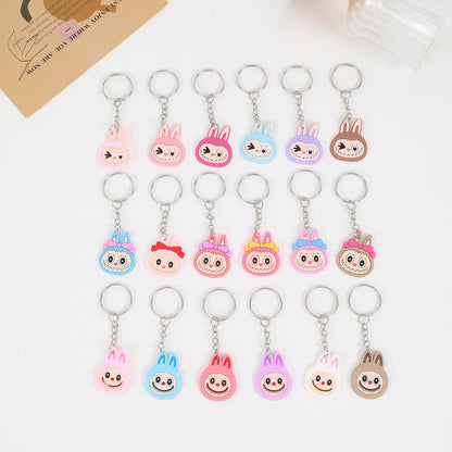 18Pcs LABUBU Cute PVC Key Rings: Cartoon Character Delights