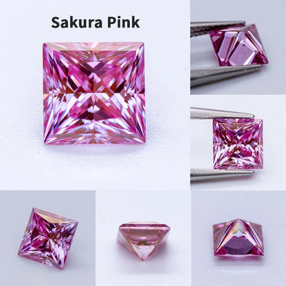 Moissanite Loose Stone VVS1 Princess Cut Charms Jewelry Making with Certificate