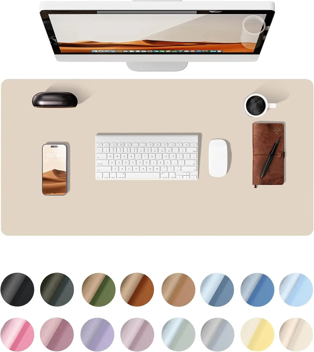 Mouse Pad Office Desk Mat Leather Desk Pad Protector Non-Slip PU Leather Desk Blotter