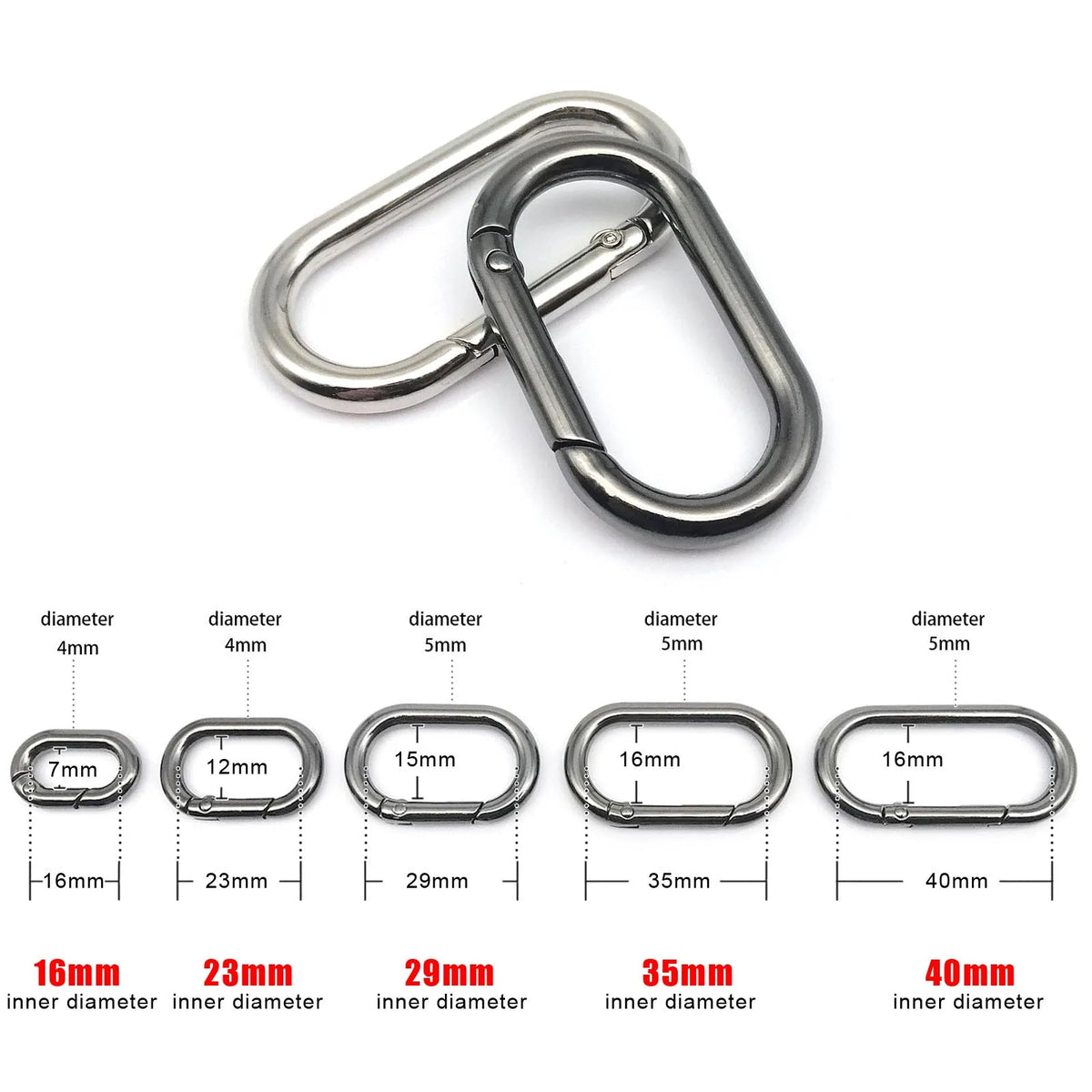HZYUEGOU Oval Spring O Ring Openable Leather Bag Handbag Strap Buckle Connect Pendant Key Dog Chain Snap Clasp Clip Carabiner
