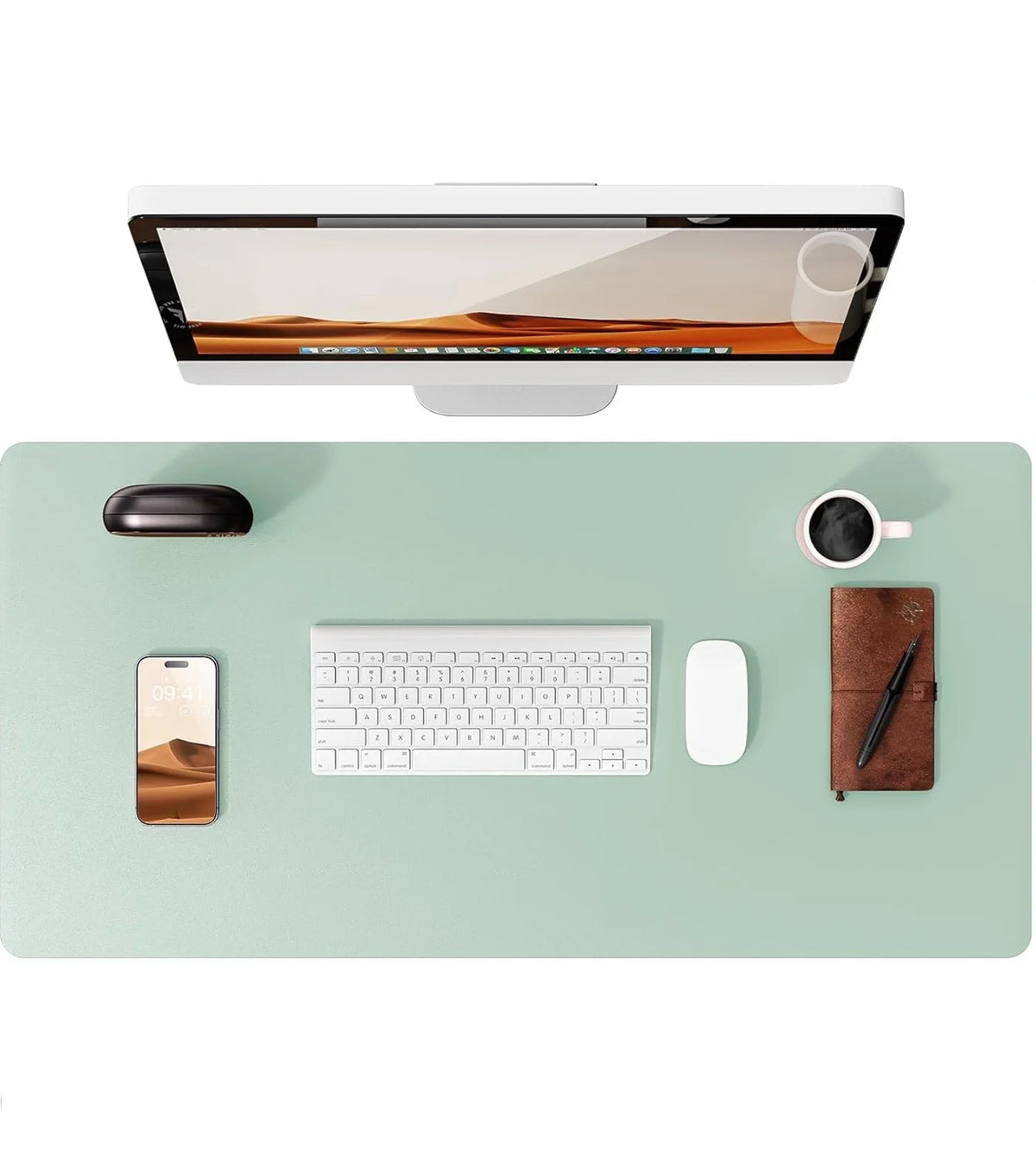 Mouse Pad Office Desk Mat Leather Desk Pad Protector Non-Slip PU Leather Desk Blotter