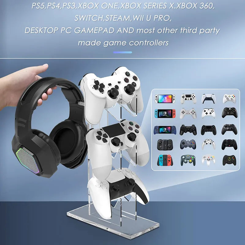 Universal 3-layer controller holder headphone game accessories transparent