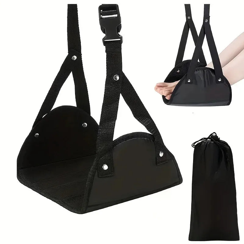 Portable hammock footrest with adjustable shoulder straps, perfect for travel accessories and easy to carry