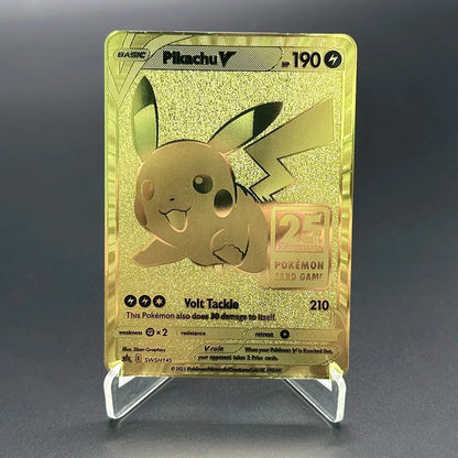 RARE Pikachu Metal PTCG CARD English Version TCG 25th ANNIVERSARY GAME Gold Edition