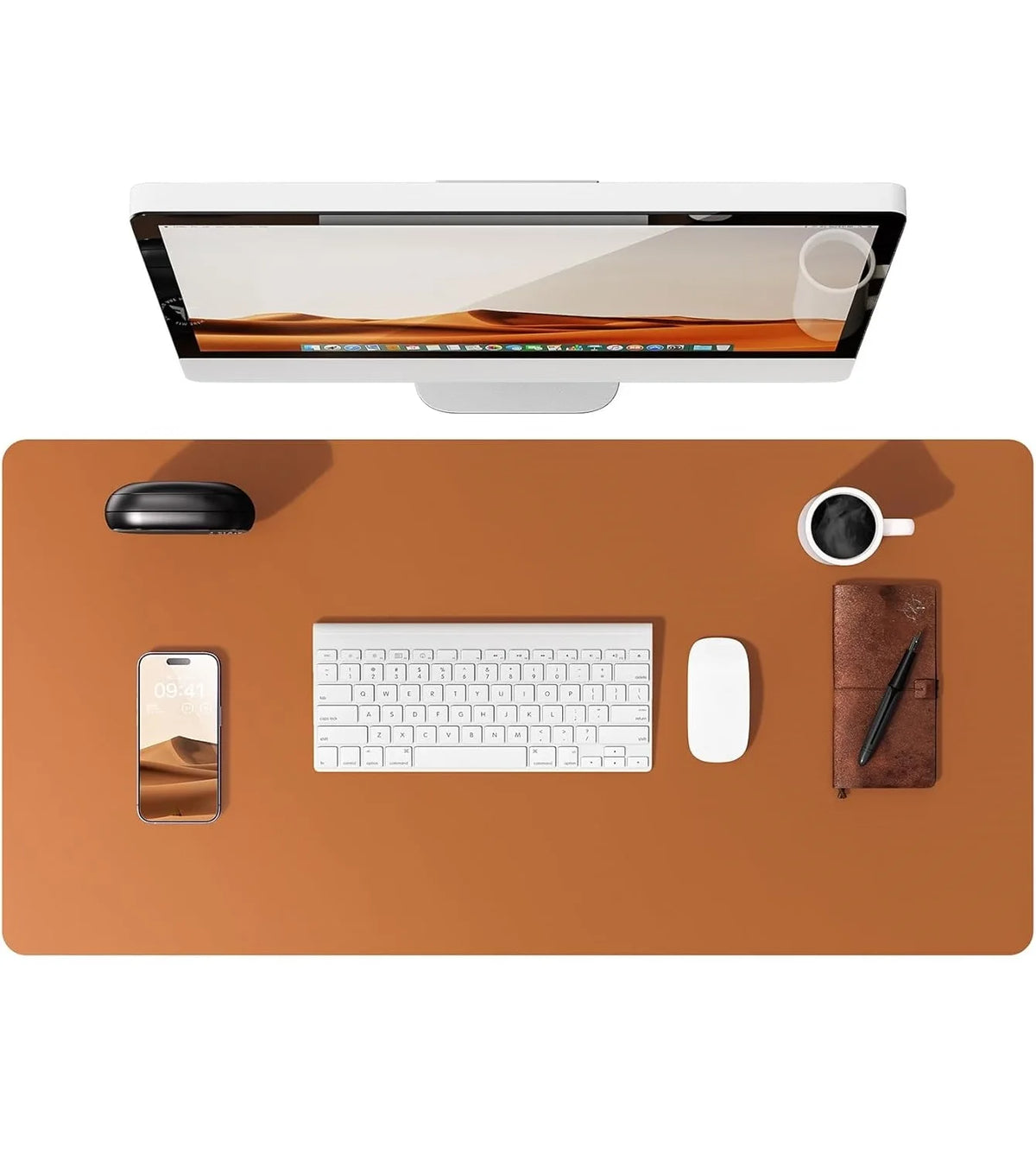 Mouse Pad Office Desk Mat Leather Desk Pad Protector Non-Slip PU Leather Desk Blotter