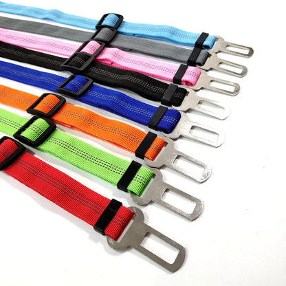 Pet Dog Seat Belt Adjustable Travel Car Safety Harnesses Lead Restraint Reflective Strap
