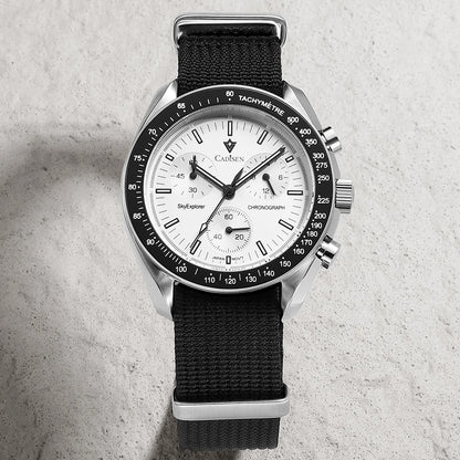 Men Watches Quartz Sapphire AR Coated Crystal Canvas VK68 Chronograph