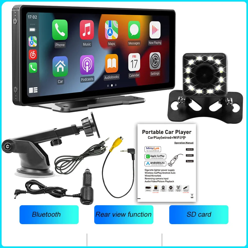 10.26 Inch Carplay Screen HD Rear Reversing Camera Car Radio MP5 Multimedia