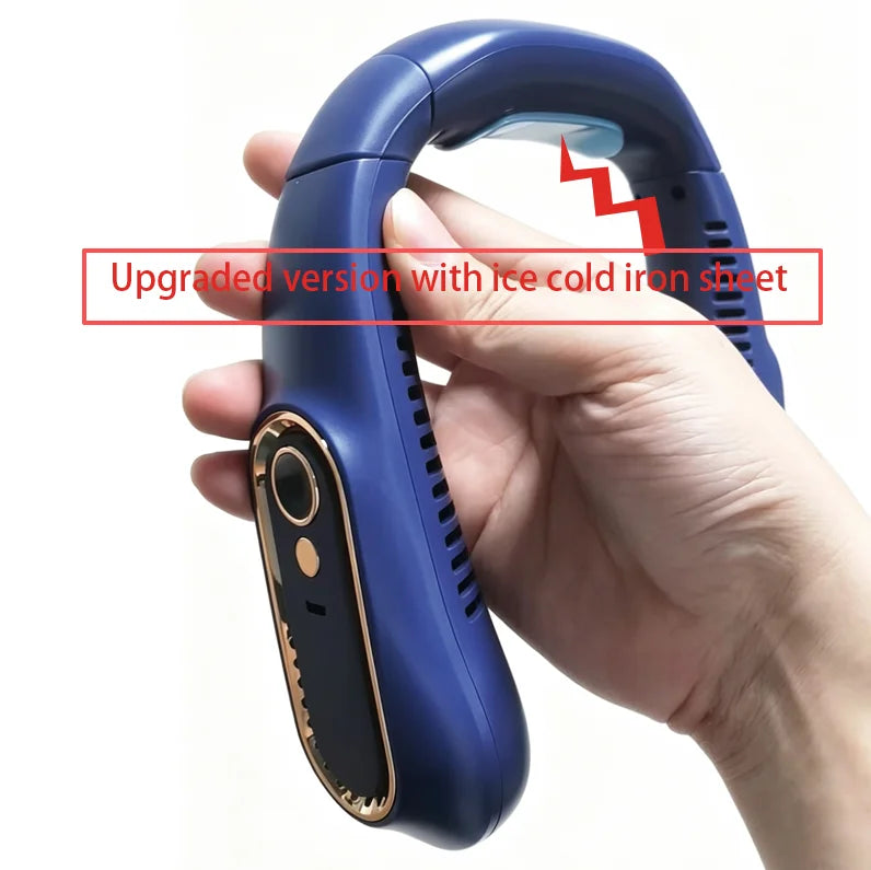 Portable Neck Fan Power Air Cooler USB Rechargeable Electric Fan