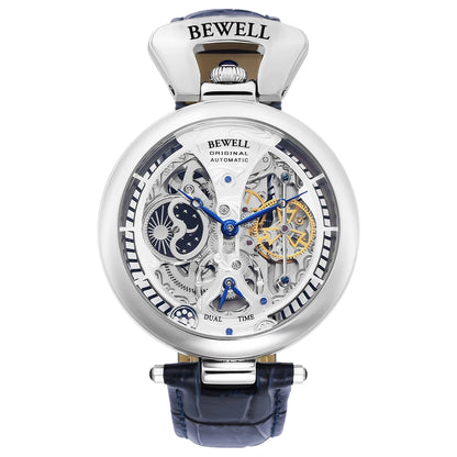 Tourbillon Automatic Mechanical Watch Antique Skeleton Leather Strap & Transparent Back