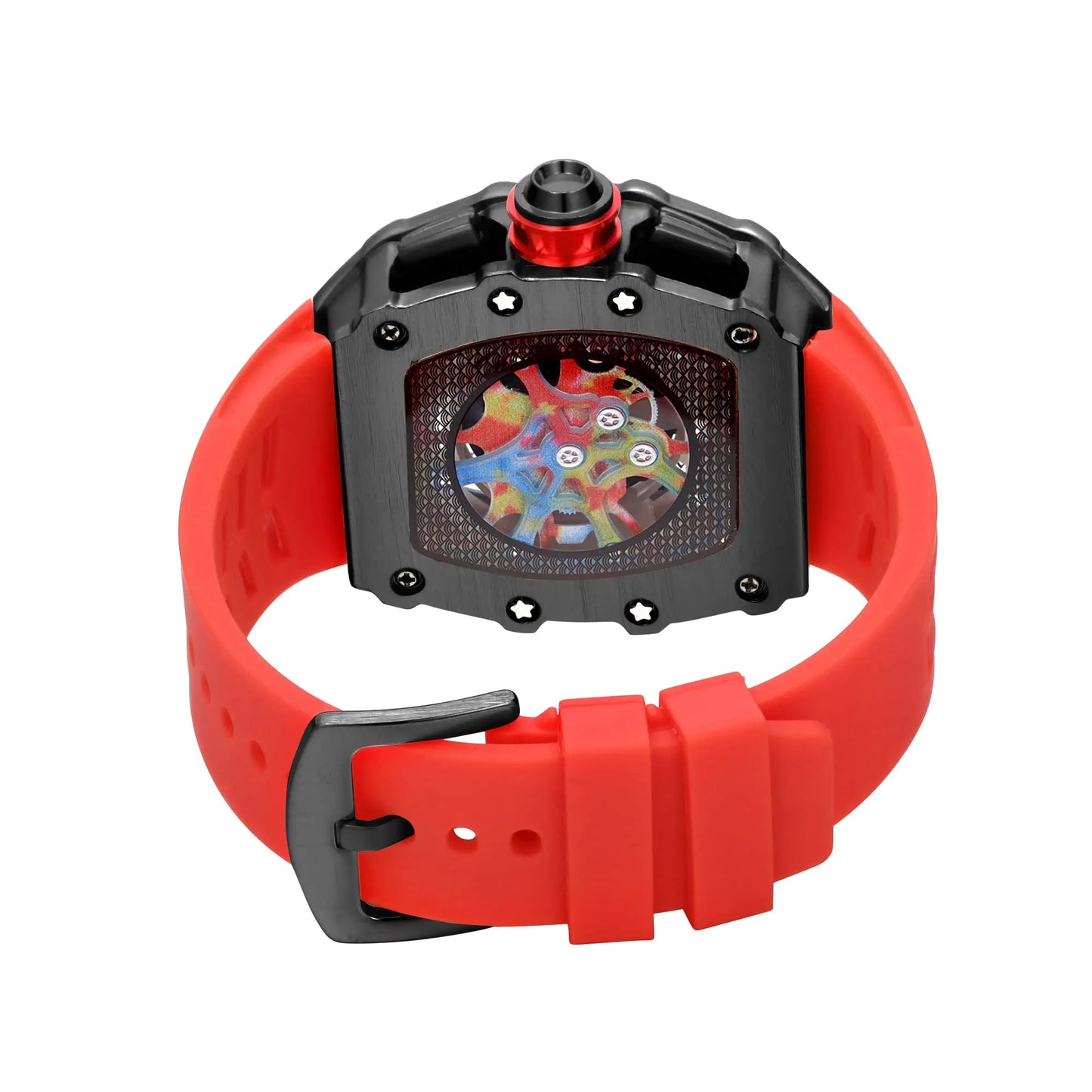 Watch Tonneau Men Quartz Graffiti Dial Date Waterproof Wristwatches