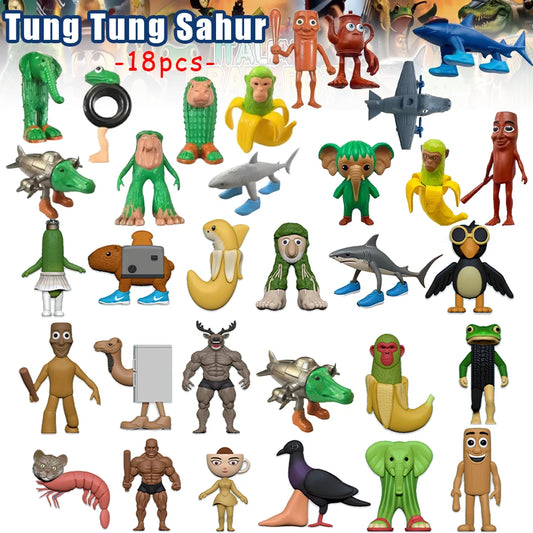 Brainrot Tung Sahur Figure Toy Tralalero Tralala Figures Bombardino Crocodilo Shimpanzini Bananini Toys