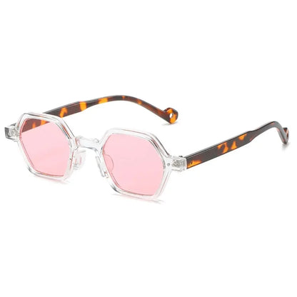 Retro Polygon Square Sunglasses Vintage Y2K Hexagon Shades Clear Ocean Lens Rivets Sun Glasses Trendy UV400 Glasses for Unisex