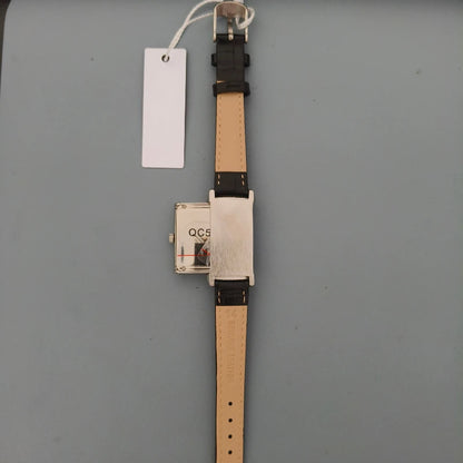 Retro Square Quartz Watch Reversible Leather Strap Unique 21*36mm NEW