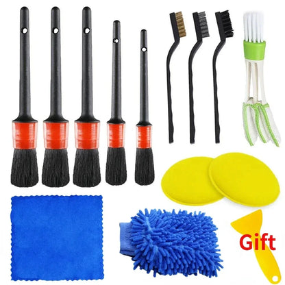 Car Cleaning Kit Scrubber Drill Detailing Brush Set Air Conditioner Vents Towel Car