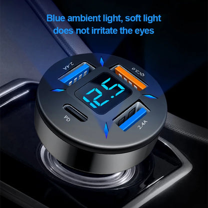 66W USB Type C Charger For Car PD 4 USB Car Quick Charge QC3.0 12/24 V Car Cigarette Lighter Socket Splitter For iPhone Huawei