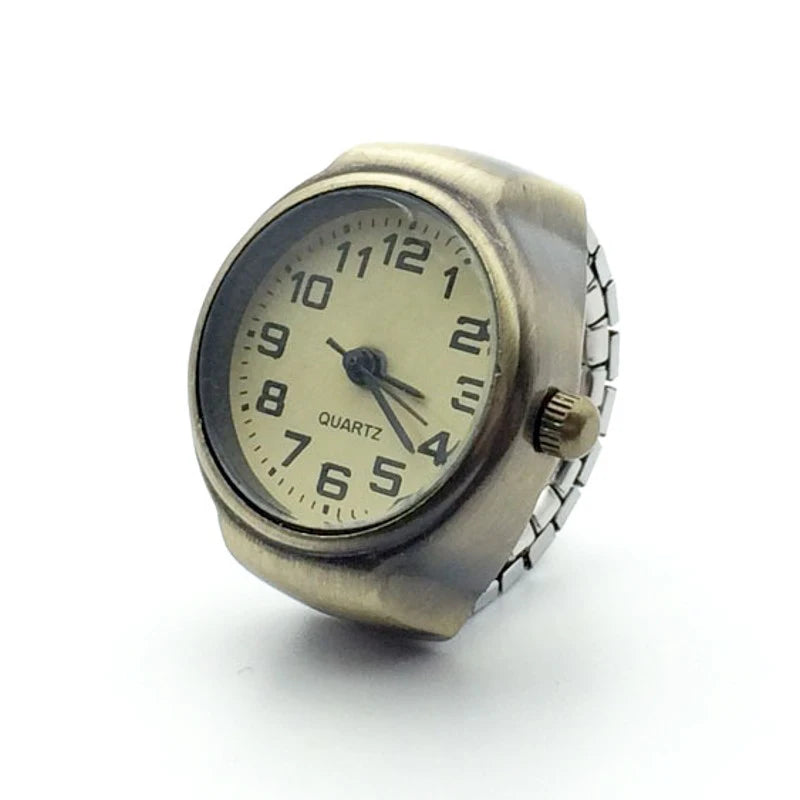 Jewelry Finger Watch for Women Stretchy Elastic Band Round Simple Dial Quartz Ring Watches for Daily & Office