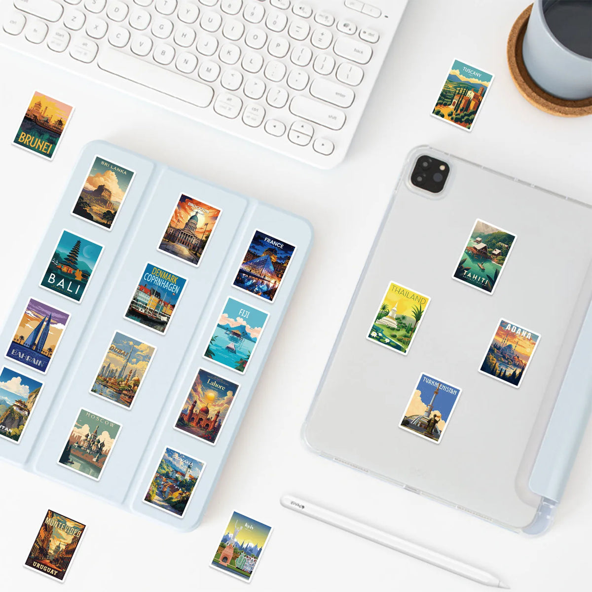 100PCS Cartoon World Landmark & National Park Graffiti Waterproof Stickers DIYFor Decorative Guitar Notebook Luggage Stationery