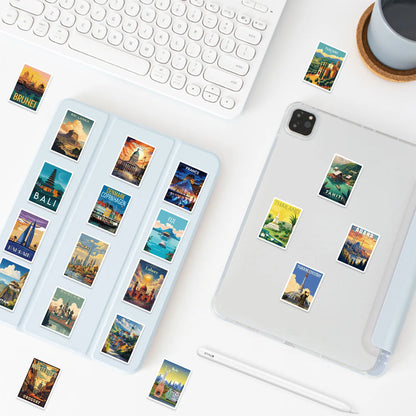 100PCS Cartoon World Landmark & National Park Graffiti Waterproof Stickers DIYFor Decorative Guitar Notebook Luggage Stationery