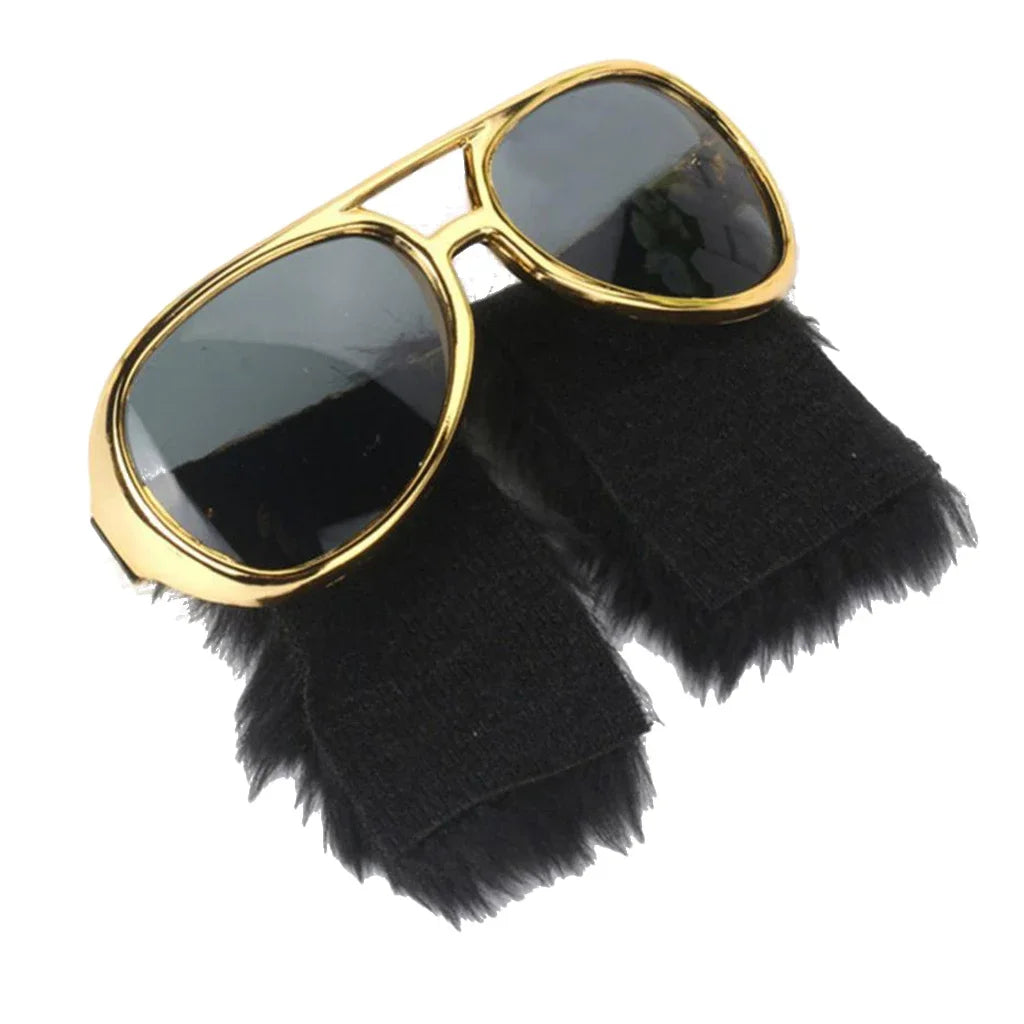 Italian Singer Tony Pitony Elvis Glasses with Hairs UNISEX Costume