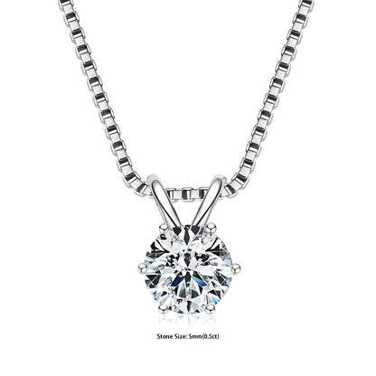 RAPRGOLD Certified 0.5-5ct Moissanite Pendant Necklaces S925 Sterling Silver Solitaire Necklace Chains For Women Jewellry Gifts