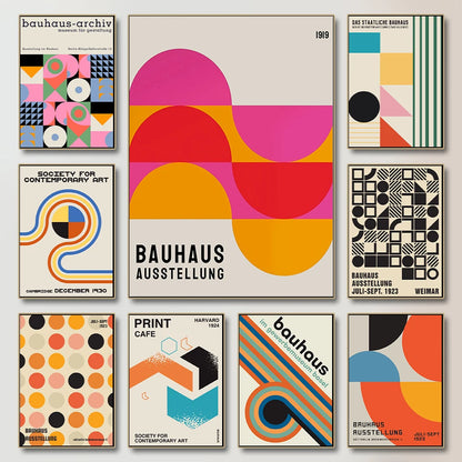 Bauhaus Exhibition Geometric Posters Minimalist Art Canvas Painting Home Decor