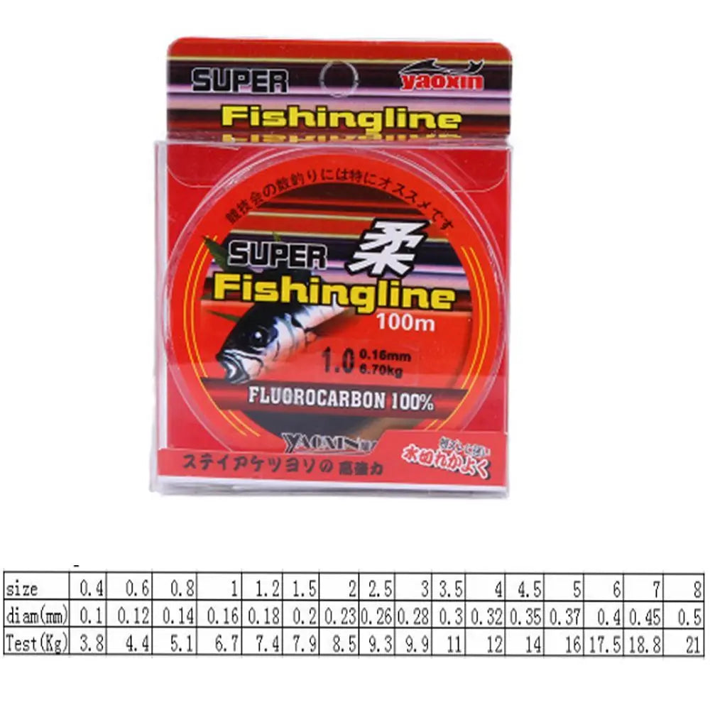 100M Super Strong Line 100% Fluorocarbon Monofilament Nylon Fishing Line