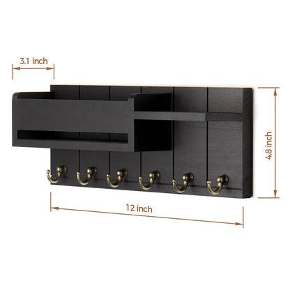 Decorative Key Rack Wall Mounted Wood Key Rack And Mail Organizer With 6 Key Hooks Convenient Living Room Enterway Storage Rack