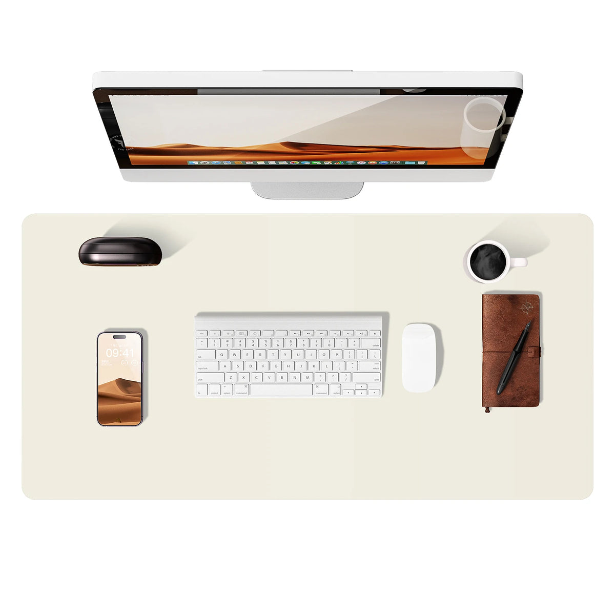 Mouse Pad Office Desk Mat Leather Desk Pad Protector Non-Slip PU Leather Desk Blotter