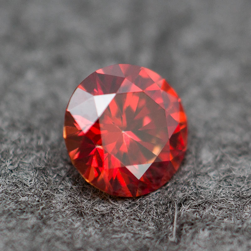 Red Loose Moissanite Certificate Round Moissanite GRA Diamonds Gemstone