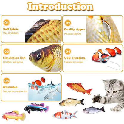 Pet Cat Fish Soft Plush Toy USB Charger 3D Simulation Interaction