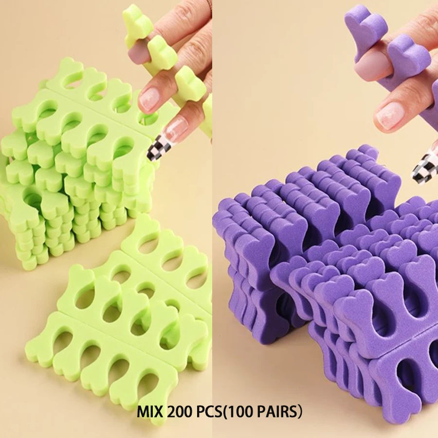 100,200pcs/Pack Nail Art Toe Separators Fingers Foots Sponge Soft UV Gel Polish Beauty Tools Manicure Pedicure Pack Nail Kits