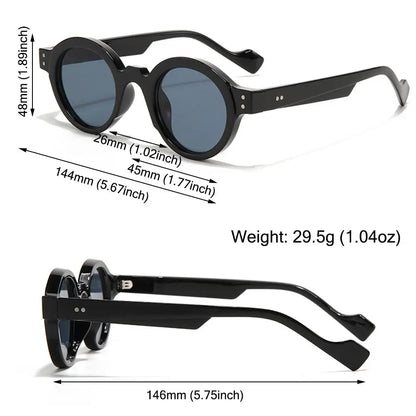 Round Sunglasses Men Punk Double Color Shades UV400 Retro Rivets Decoration Women Trending Sun Glasses Clear Lens Frame