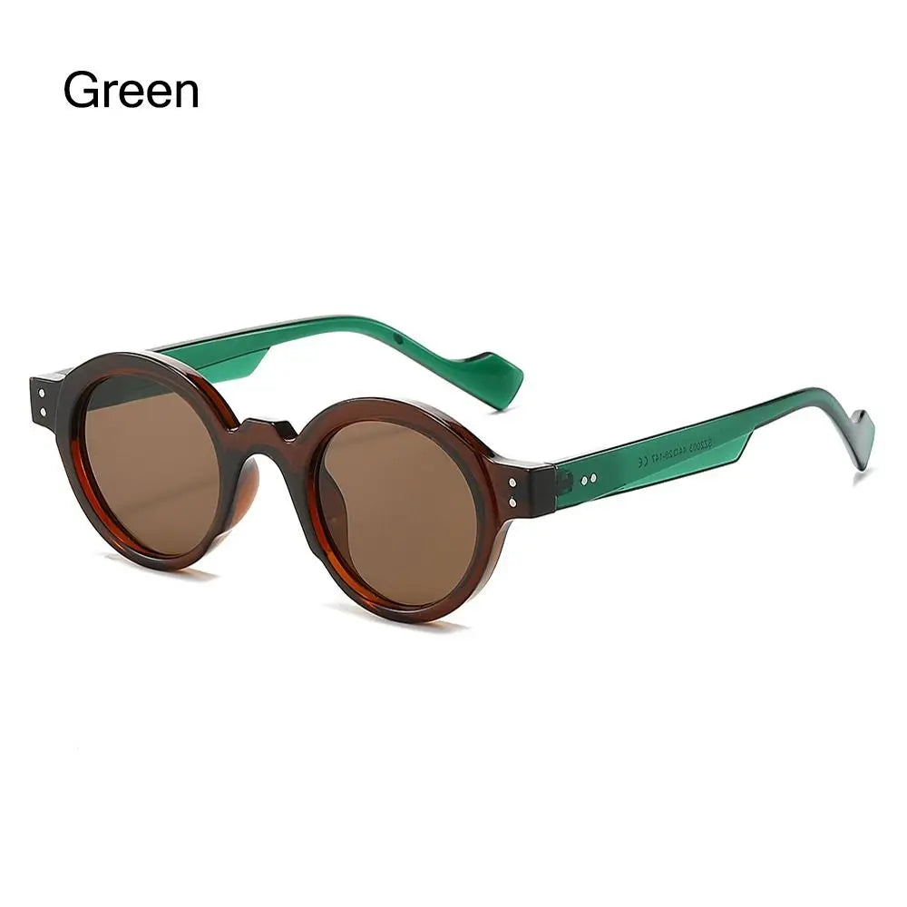 Round Sunglasses Men Punk Double Color Shades UV400 Retro Rivets Decoration Women Trending Sun Glasses Clear Lens Frame