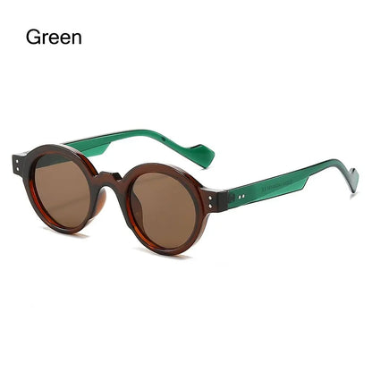 Round Sunglasses Men Punk Double Color Shades UV400 Retro Rivets Decoration Women Trending Sun Glasses Clear Lens Frame